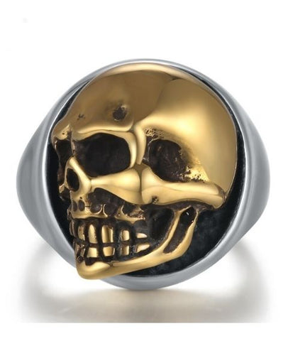 Anillo Calavera Plata y Oro