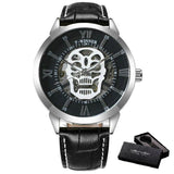 Reloj Calavera Cuero Negro